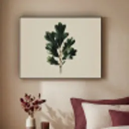 Eikenbladeren - Beige - Groen - Golvende randen Textielframe zwart klein -sfeer1
