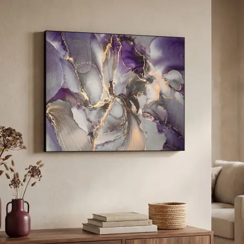 Goud - Paars - Marmer Textielframe - compleet frame klein -sfeer3