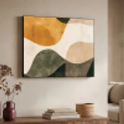 Vormen - Okergeel - Abstract Textielframe zwart klein -sfeer3