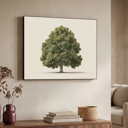 Eikenboom - Groen - Lichte achtergrond Textielframe zwart klein -sfeer3