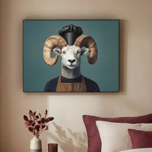 Geit - Hoorns - Kokskleding Textielframe - compleet frame klein -sfeer1