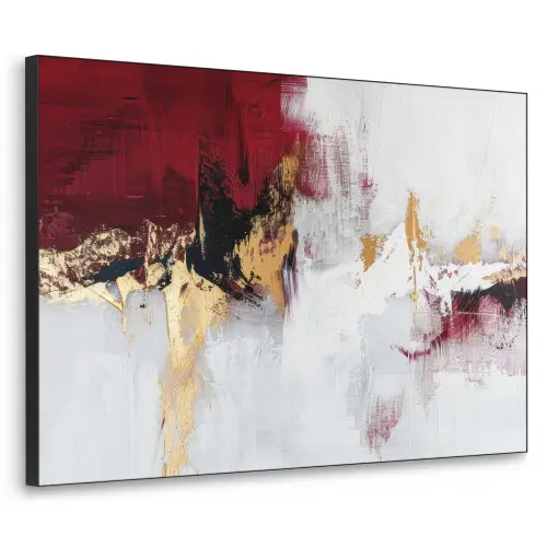 Rood - Marmer - Abstract - Goud - Modern Textielframe zwart klein -3d