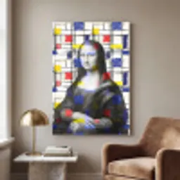 Mona Lisa - Mondriaan - Oude Meesters Textielframe wit middel -sfeer1