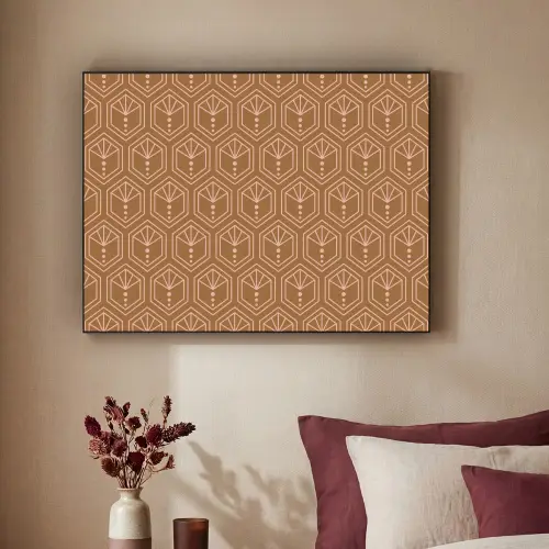 Bruin - Roze - Geometrisch - Patroon Textielframe - compleet frame klein 947 -sfeer1