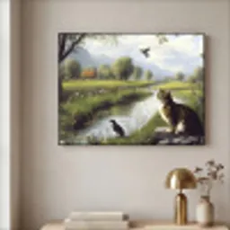 Kat - Beekje - Weide Textielframe - compleet frame klein -sfeer2