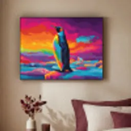 Ijsschots - Pinguïn - Abstract - Lucht Textielframe - compleet frame klein -sfeer1