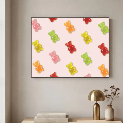 Kleur - Snoep - Roze Textielframe zwart klein -sfeer2