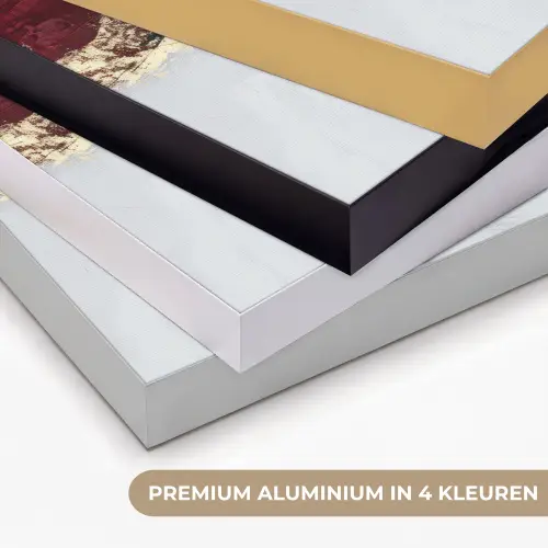 Rood - Marmer - Abstract - Goud - Modern Textielframe zwart klein -USP_kleurenNL