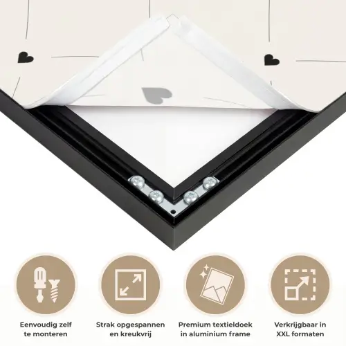 Streep - Hart - Wit - Zwart Textielframe zwart klein 947 -USP_feed_closeupNL