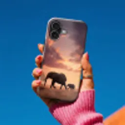 Olifanten - Grasland - Zonsondergang Toughcase MagSafe Apple iPhone 17 klein -Sfeer1V