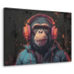 Graffiti - Chimpansee - Koptelefoon - Aap Textielframe - compleet frame klein -3d