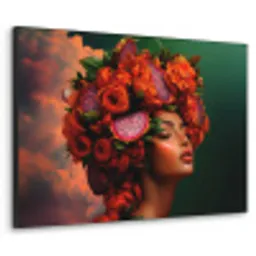 Vrouw - Drankenfruit - Rozen Textielframe zwart klein -3d
