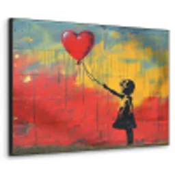 Banksy Style - Kleurrijk - Graffiti - Meisje - Street art Textielframe zwart klein -3d