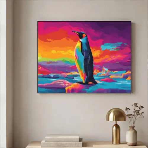 Ijsschots - Pinguïn - Abstract - Lucht Textielframe zwart klein -sfeer2