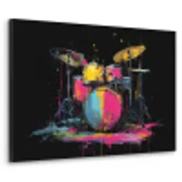 Drumstel - Kleurrijk - Verf - Levendig Textielframe zwart klein -3d