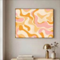 Abstract - Golvend - Oranje Textielframe zwart klein -sfeer2