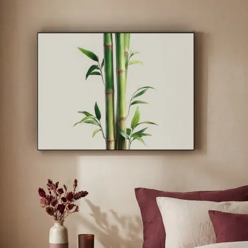 Bamboestengels - Sierlijk - Groen Textielframe zwart klein -sfeer1