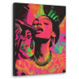 Neon - Vrouw - Microfoon Textielframe zwart klein -3d