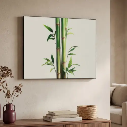 Bamboestengels - Sierlijk - Groen Textielframe zwart klein -sfeer3