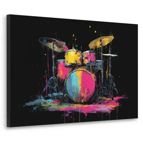 Drumstel - Kleurrijk - Verf - Levendig Textielframe zwart klein -3d