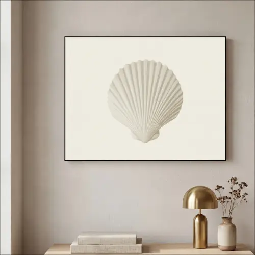 Schelp - Minimalistisch - Wit Textielframe - compleet frame klein -sfeer2
