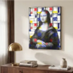 Mona Lisa - Mondriaan - Oude Meesters Textielframe - compleet frame klein -sfeer3