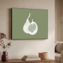 Vijgen - Minimalistisch - Getekend - Mosgroen Textielframe zwart klein -sfeer3