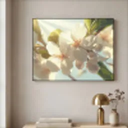 Bloesems - Wit - Zonnestralen -  Bloemblaadjes Textielframe - compleet frame klein -sfeer2