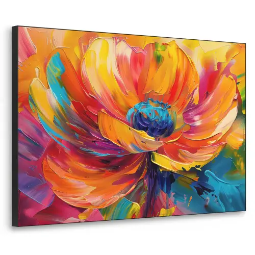 Bloem - Verflook - Modern - Abstract - Kleuren Textielframe - compleet frame klein -3d