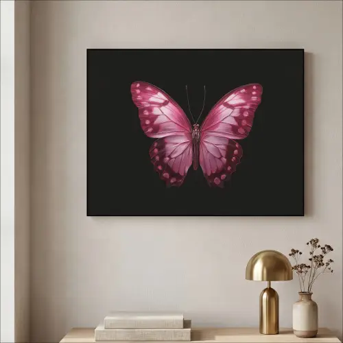 Vlinder - Fuchsia - Grafisch Textielframe - compleet frame klein -sfeer2