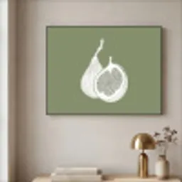 Vijgen - Minimalistisch - Getekend - Mosgroen Textielframe zwart klein -sfeer2