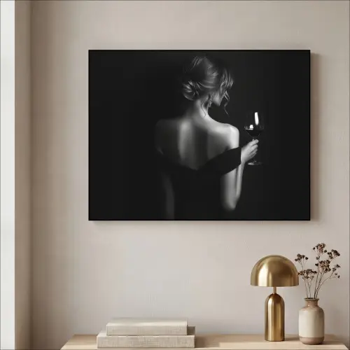 Vrouw - Wijn - Jurk Textielframe - compleet frame klein -sfeer2