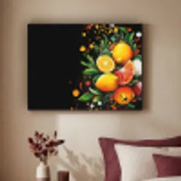 Citroenen - Zwart - Kruiden - Graffiti - Verf Textielframe zwart klein -sfeer1