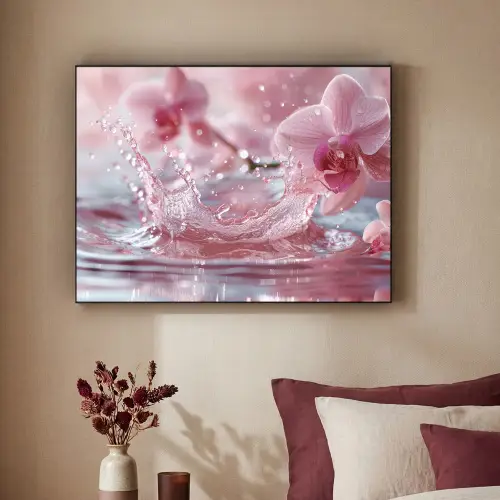 Abstract - Modern - Water - Orchidee Textielframe zwart klein -sfeer1