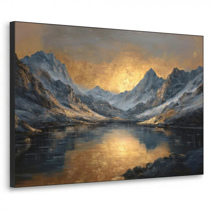 Berglandschap met Gouden Zonsondergang Textielframe - compleet frame klein -3d