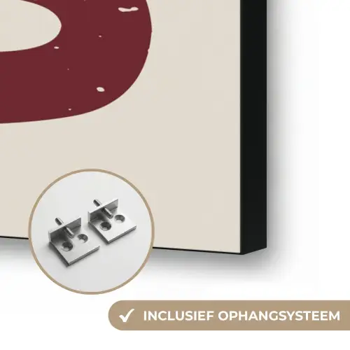 Chef - Rood - Japandi - Vintage Textielframe zwart klein -USP_ophangsysteemNL