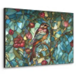 Vogel - Tak - Rozen - Mozaïek Textielframe zwart klein -3d