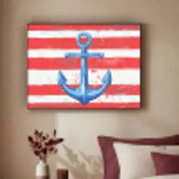Anker - Verfspatten - Rood - Blauw Textielframe zwart klein -sfeer1