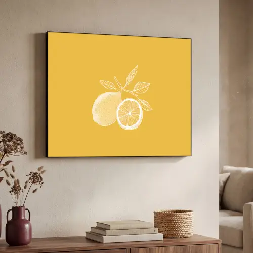 Citroenen - Illustratie - Minimalistisch - Geel Textielframe - compleet frame klein -sfeer3