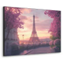 Eiffeltoren - Parijs - Roze Textielframe zwart klein -3d