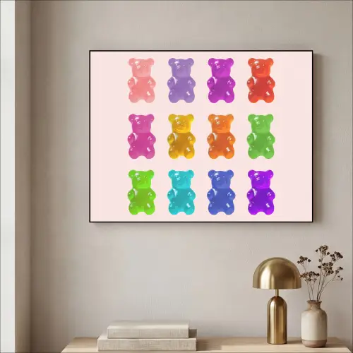 Beer - Kleurrijk - Snoep Textielframe - compleet frame klein -sfeer2