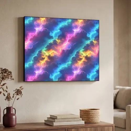Storm - Bliksem - Regenboog Textielframe zwart klein 947 -sfeer3