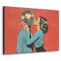 Vrouw - Retro - Discobal - Kus Textielframe zwart klein -3d