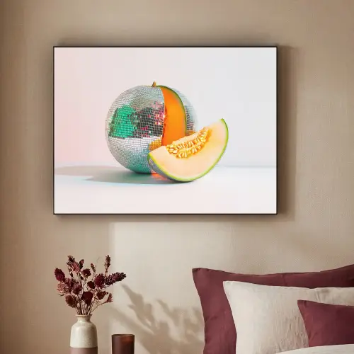 Disco - Discobal - Meloen - Pastel Textielframe zwart klein -sfeer1