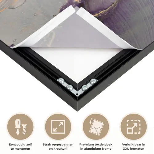 Goud - Paars - Marmer Textielframe zwart klein -USP_feed_closeupNL