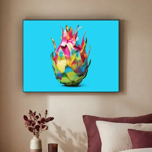 Drakenfruit - Blauw - Levendig Textielframe - compleet frame klein -sfeer1