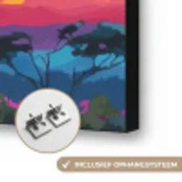 Giraffe - Savanna - Lucht - Gekleurd Textielframe zwart klein -USP_ophangsysteemNL