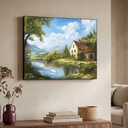 Zwaan - Bomen - Rust Textielframe - compleet frame klein -sfeer3