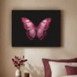 Vlinder - Fuchsia - Grafisch Textielframe - compleet frame klein -sfeer1