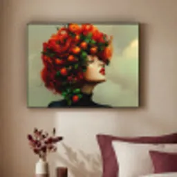 Vrouw - Appels - Rood - Bladeren Textielframe zwart klein -sfeer1